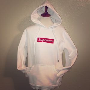 White “Supreme” hoodie